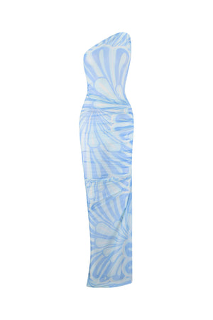 Selene Maxi Dress-Aqua Flower Print-XS