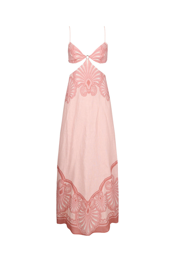 Maya Maxi Dress-Pink Shell Print-XS