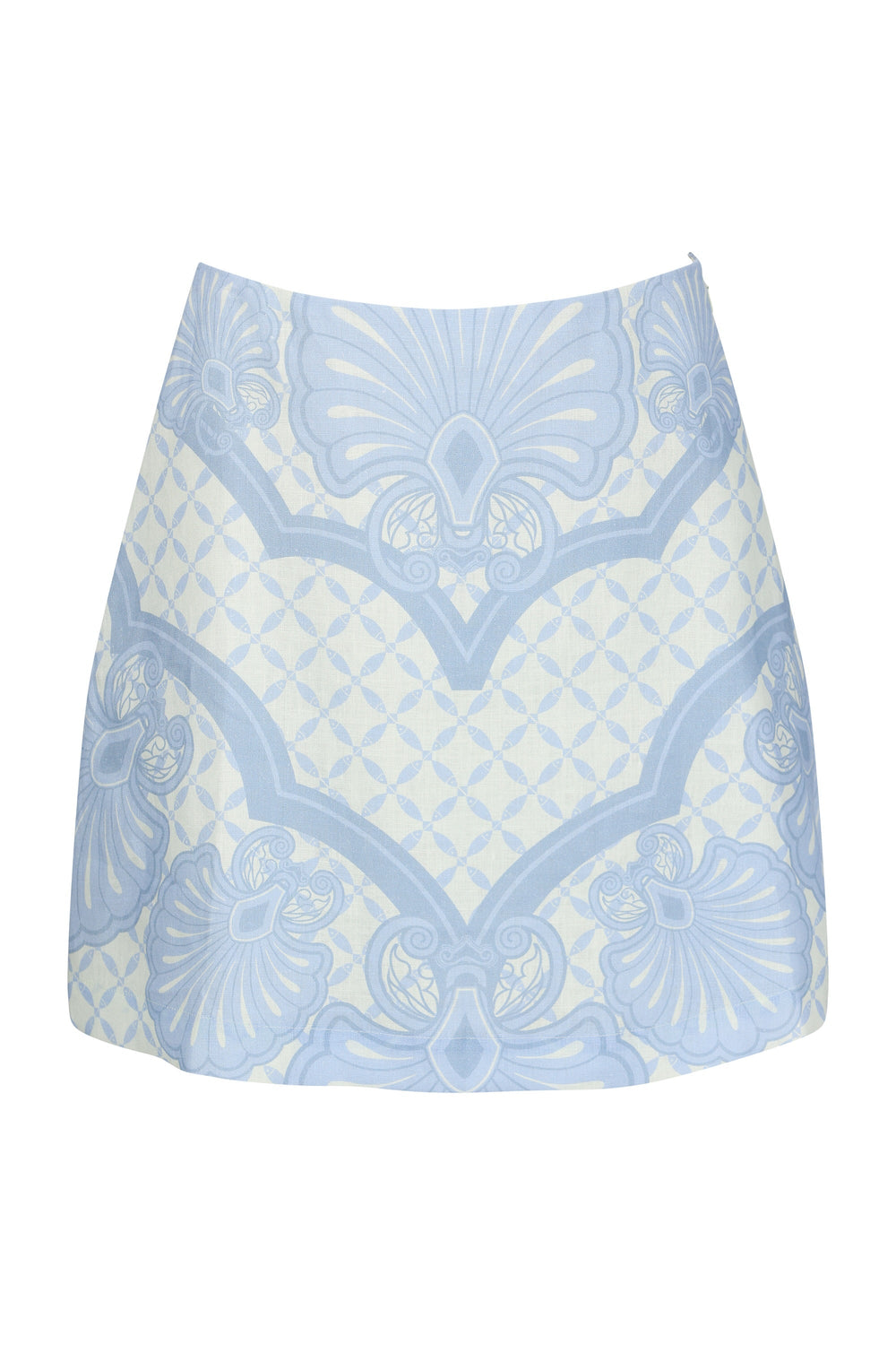 Elory Mini Skirt-Aqua Shell Print-XS