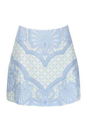 Elory Mini Skirt-Aqua Shell Print-XS