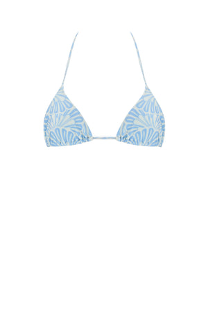 Marine Bikini Top-Aqua Flower Print-XS