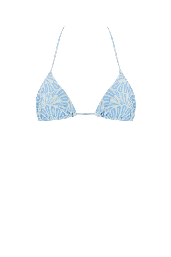 Marine Bikini Top-Aqua Flower Print-XS