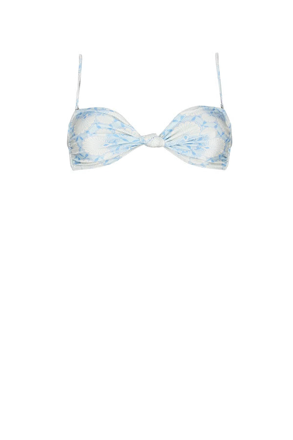 Barbara Bikini Top-Aqua Shell Print-XS