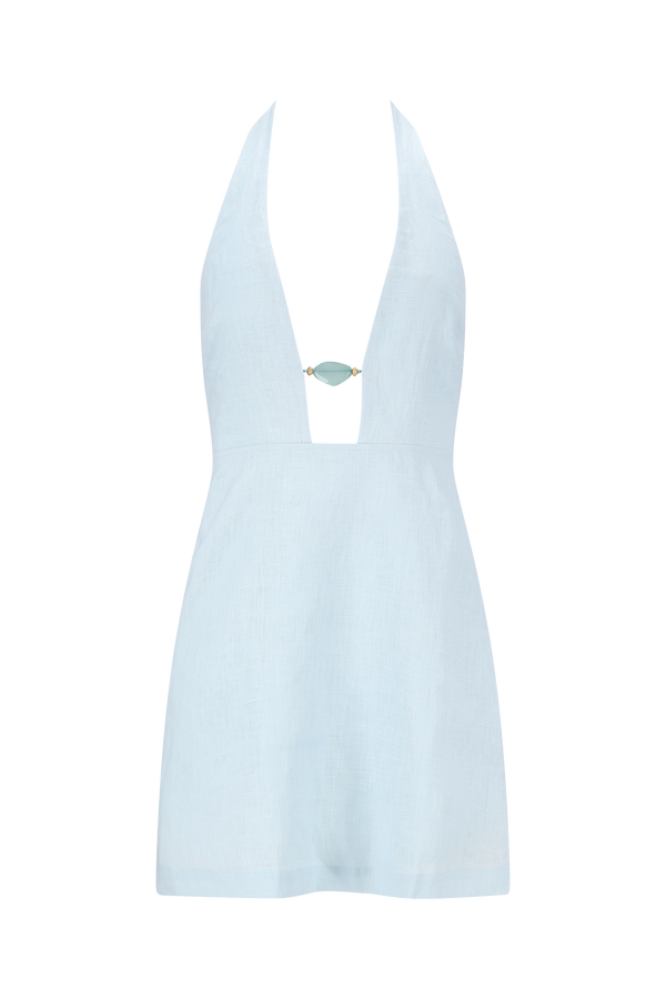 Rae Mini Dress-Aqua Blue-XS
