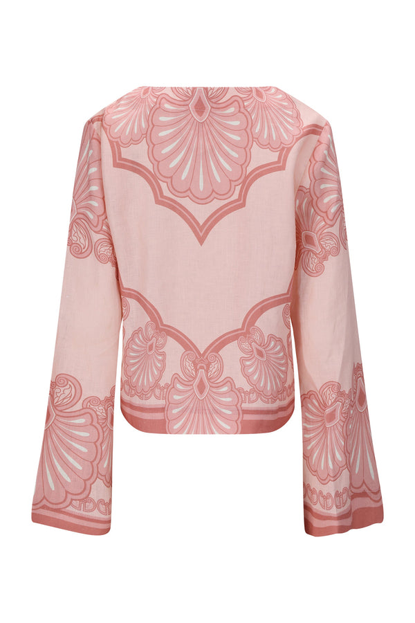 Hilda Shirt-Pink Shell Print-XS