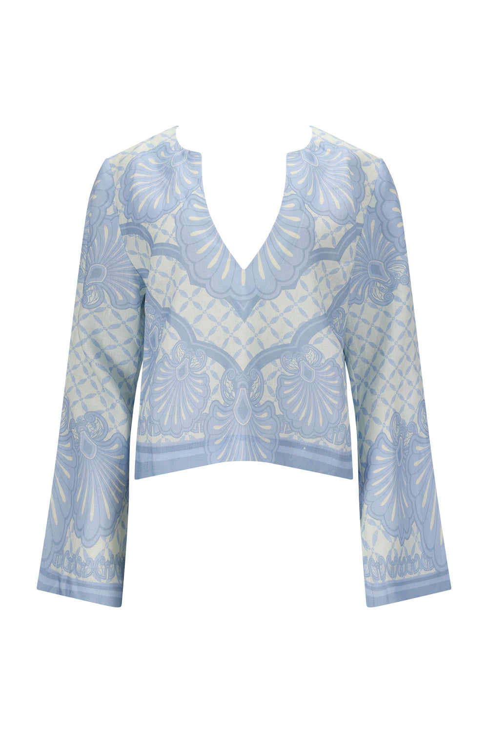 Hilda Shirt-Aqua Shell Print-XS