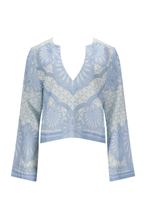 Hilda Shirt-Aqua Shell Print-XS