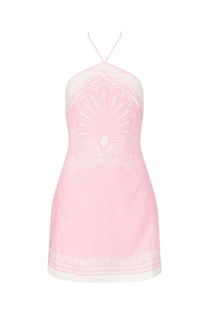 Oliver Mini Dress-Baby Pink Shell Print-XS