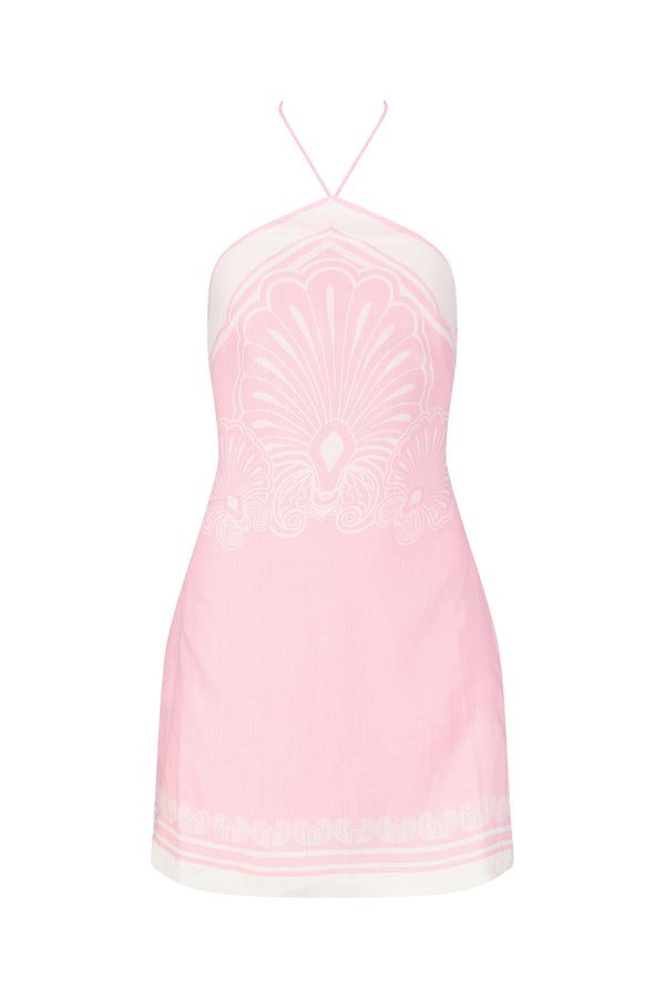 Oliver Mini Dress-Baby Pink Shell Print-XS
