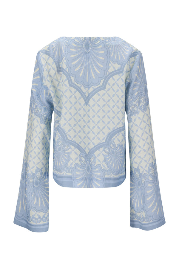 Hilda Shirt-Aqua Shell Print-XS