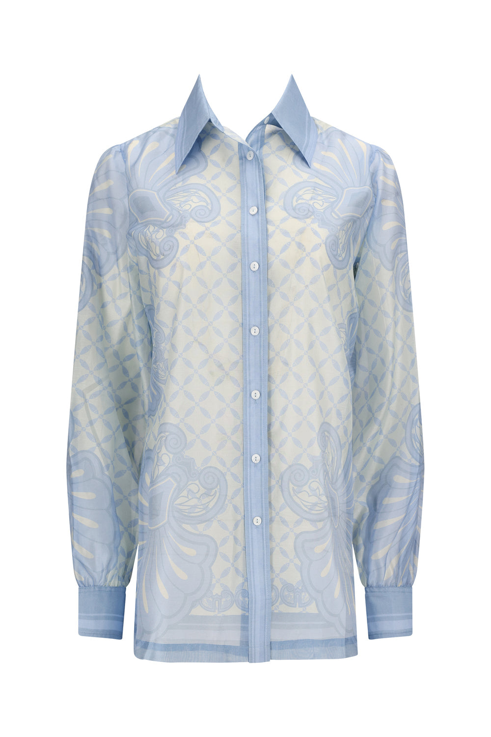 Susan Shirt-Aqua Shell Print-XS