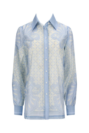 Susan Shirt-Aqua Shell Print-XS