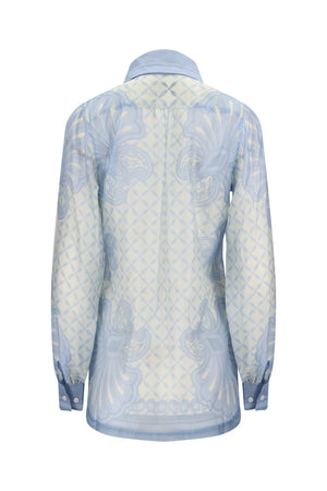 Susan Shirt-Aqua Shell Print-XS