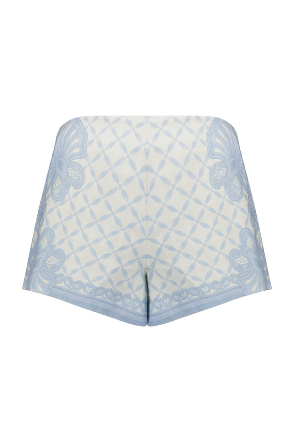 Devon Shorts-Aqua Shell Print-XS