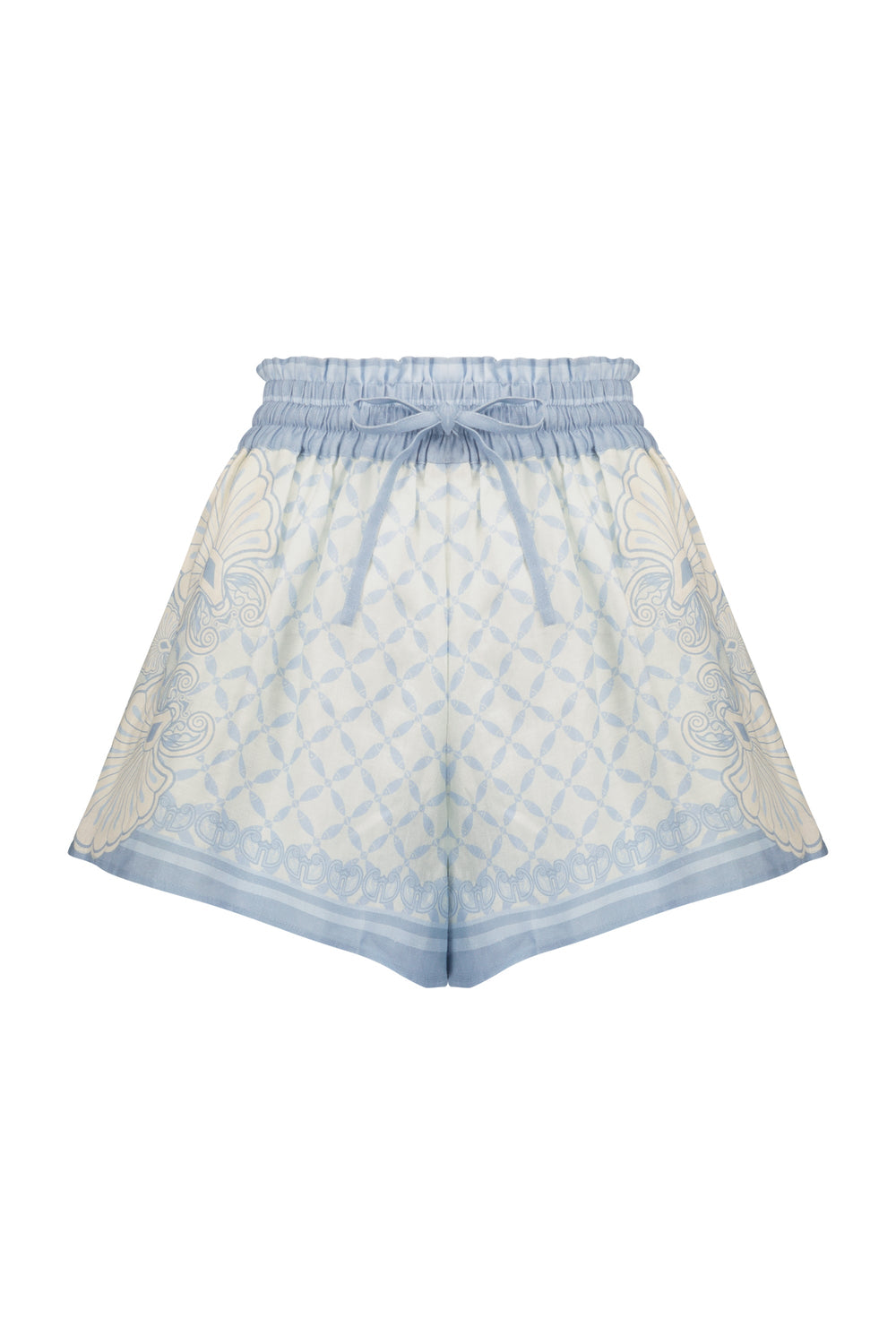 Carly Shorts-Aqua Shell Print-XS