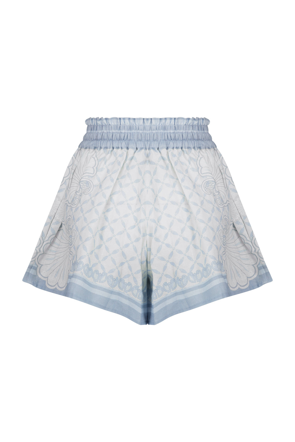 Carly Shorts-Aqua Shell Print-XS