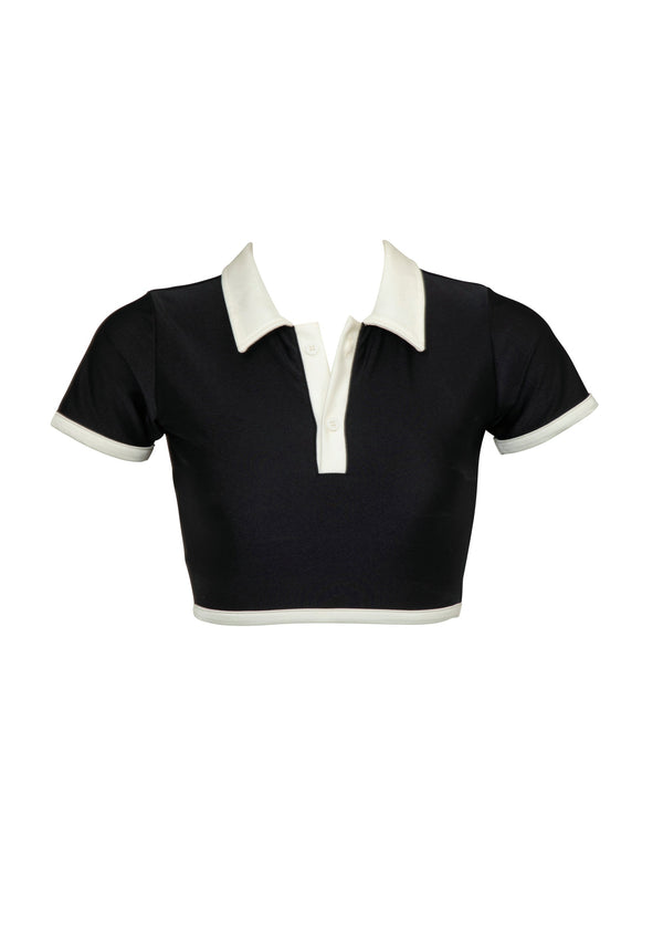 Chloe Crop Top-Black and White-XS