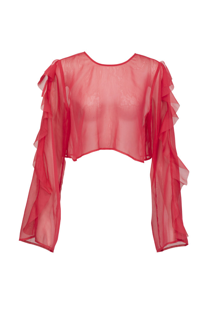 Thoma Cropped Shirt-Raspberry-XS