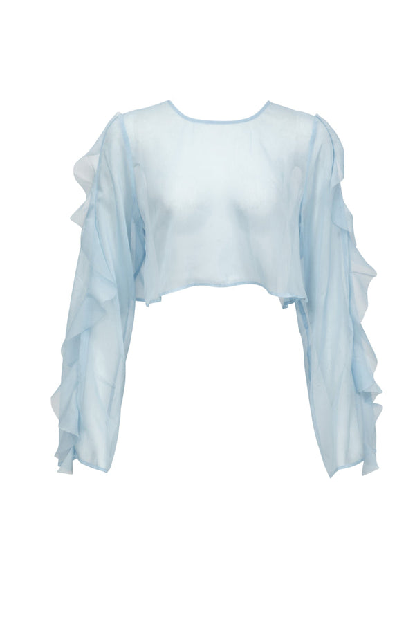 Thoma Cropped Shirt-Baby Blue-S
