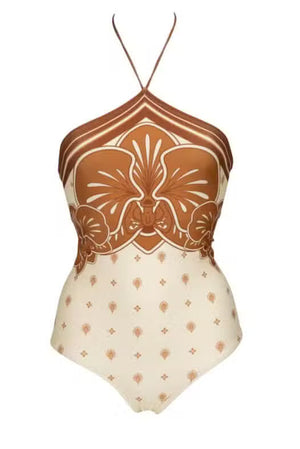 Camilla One Piece-Brown Print-XS