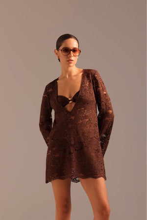 Rebecca Mini Dress-Espresso-XS