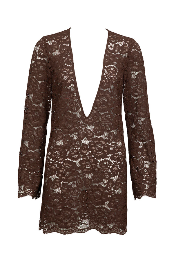 Rebecca Mini Dress-Espresso-XS