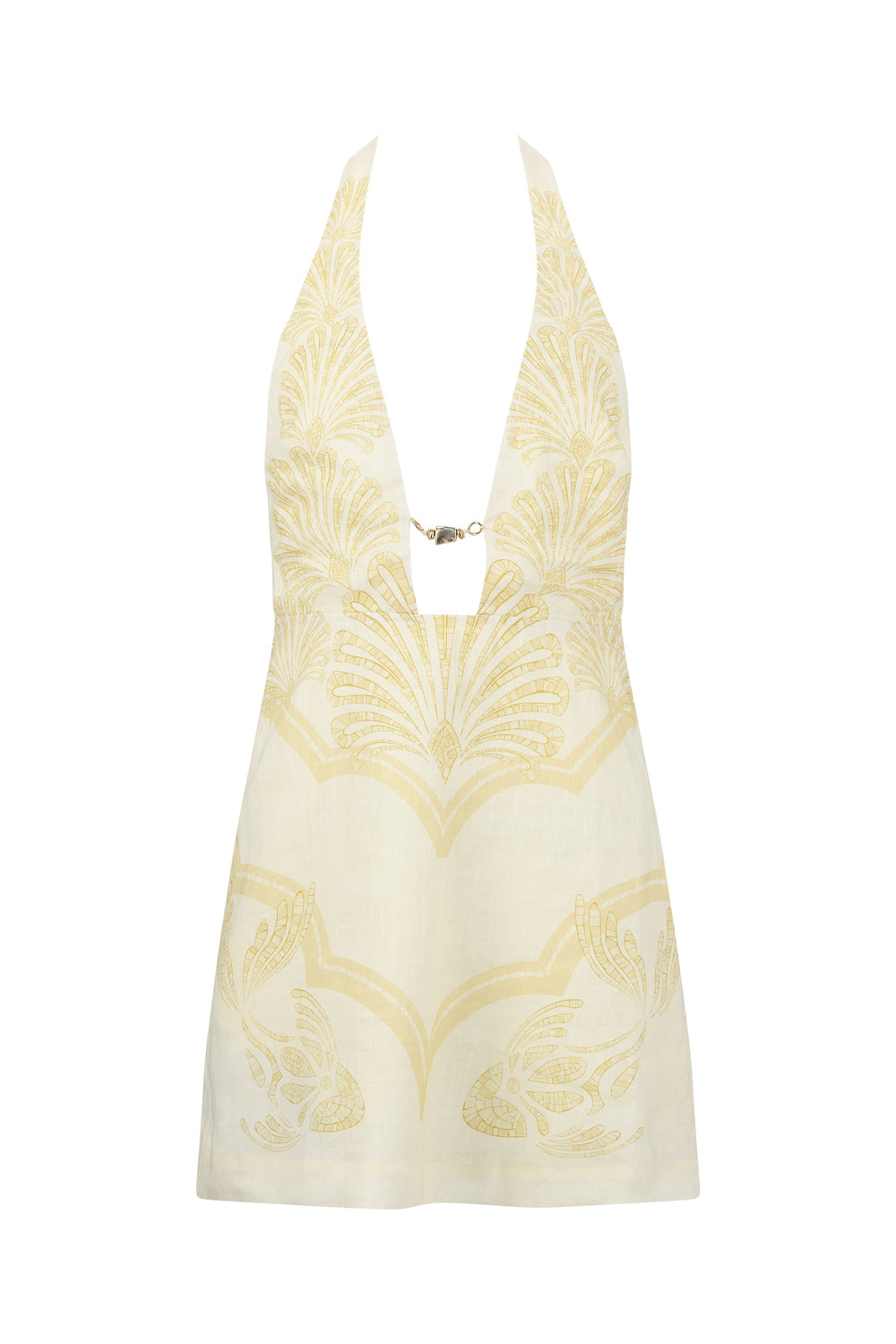 Rae Mini Dress-Mustard Mosaic Print-XS