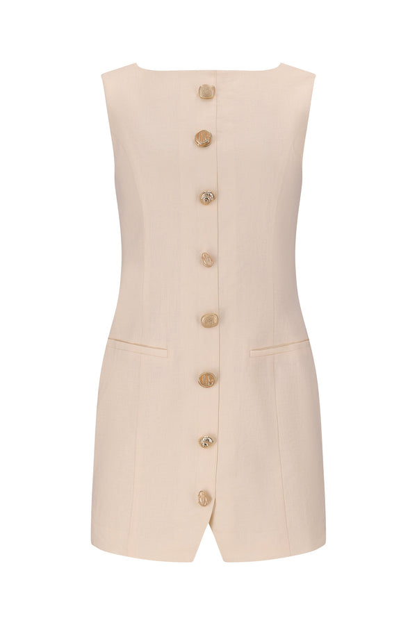 Shani Mini Dress-Cream-XS