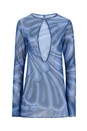 Catherine Mini Dress-Indigo Print-XS