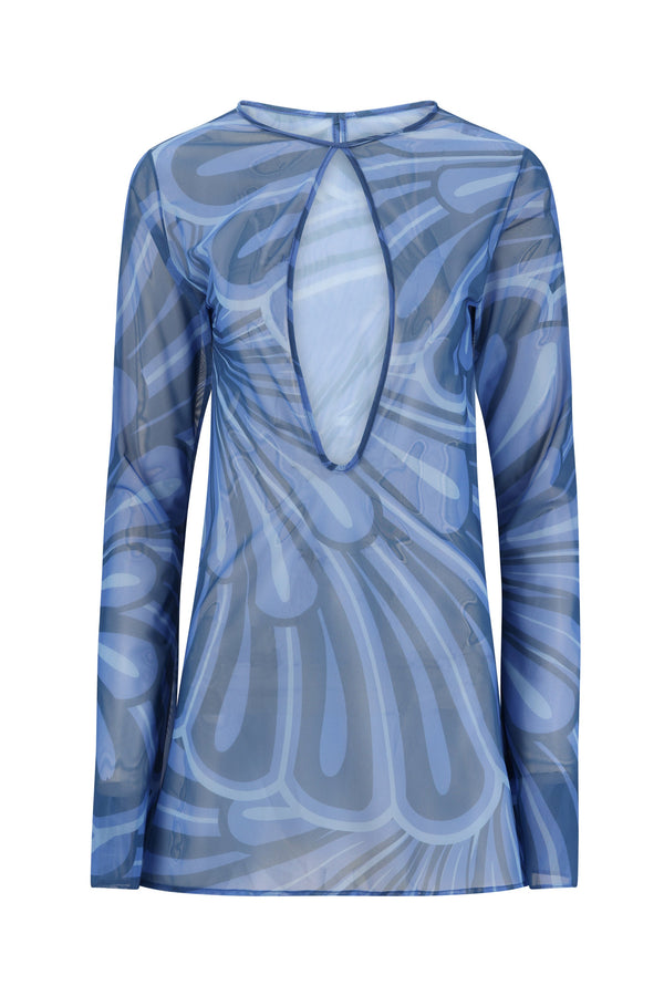 Catherine Mini Dress-Indigo Print-XS