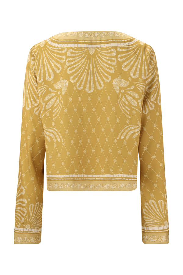 Hilda Shirt-Mustard Mosaic Print-XS