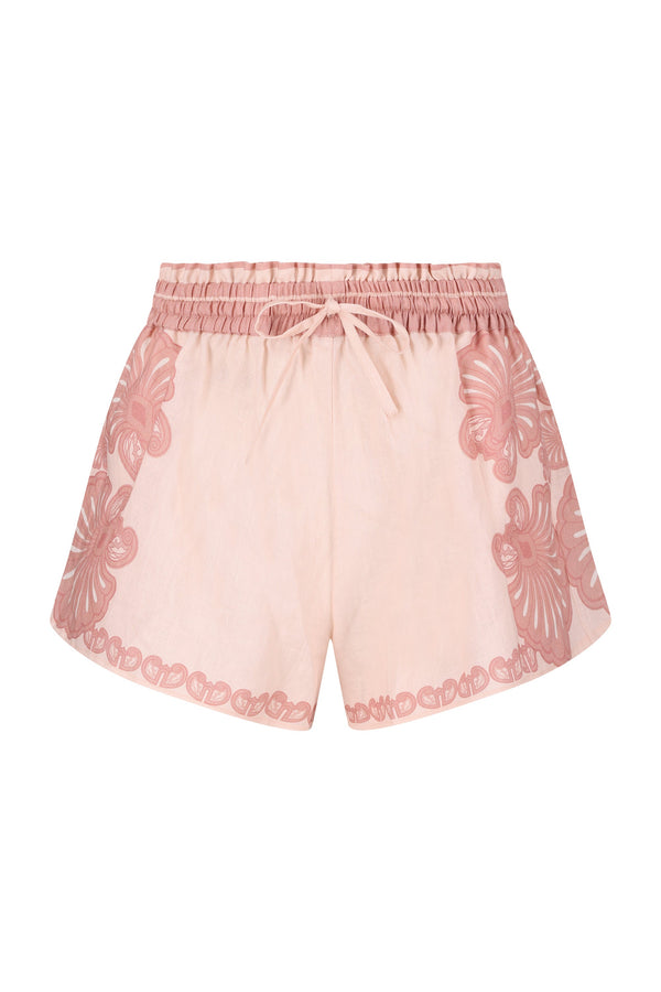 Carly Shorts-Pink Shell Print-XS