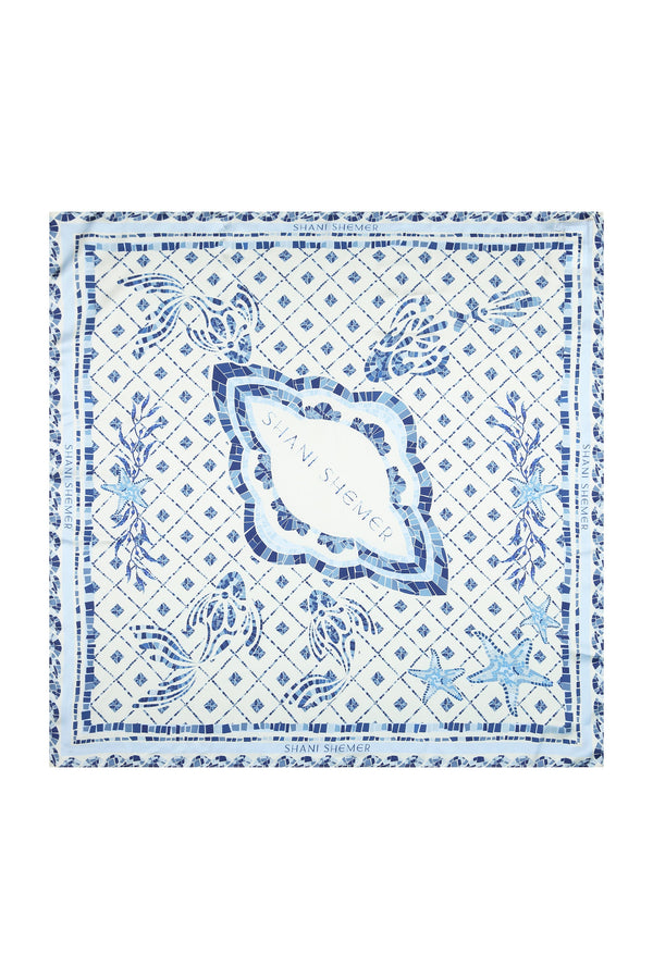 Blue Bandana-Blue Mosaic Print-OS