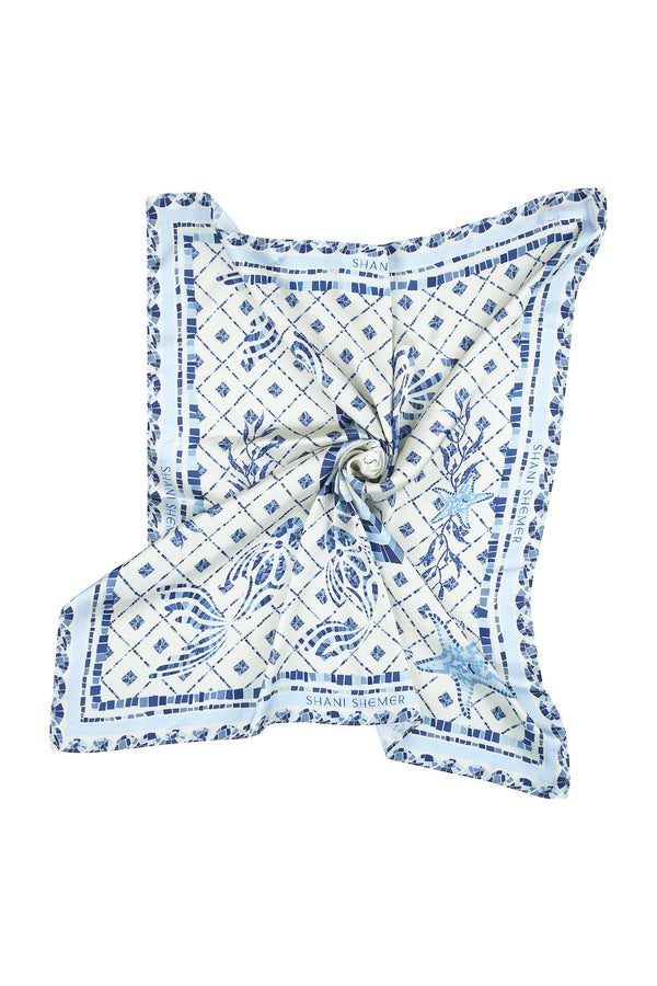 Blue Bandana-Blue Mosaic Print-OS