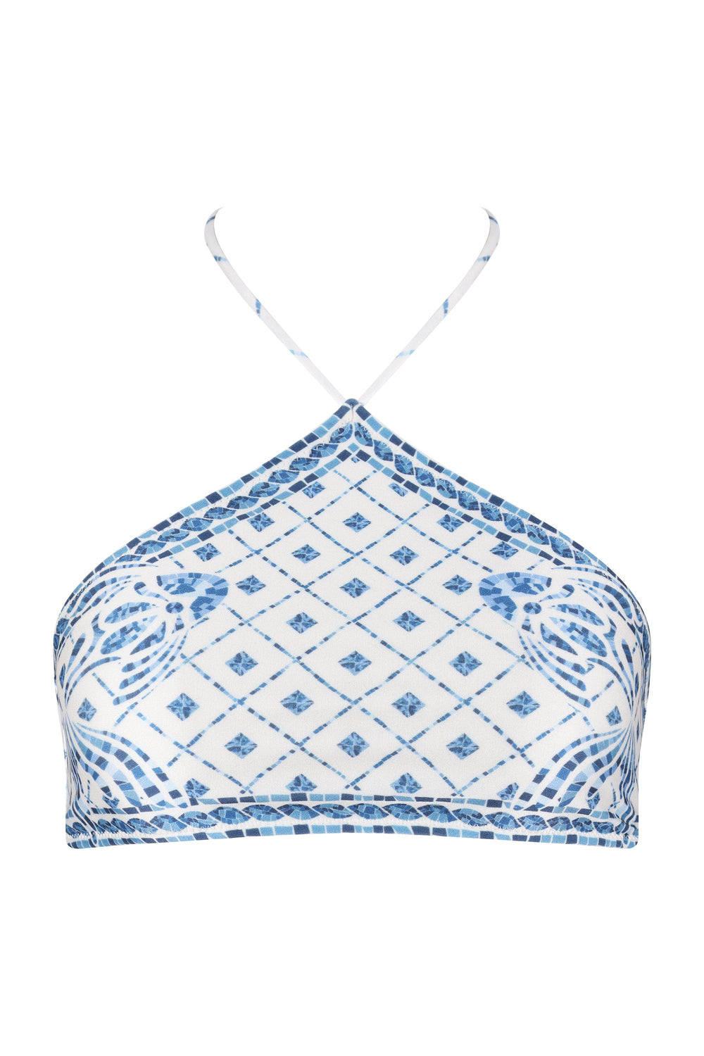 Edie Bikini Top-Blue Mosaic Print-XS