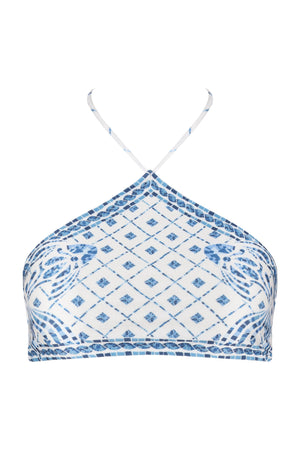 Edie Bikini Top-Blue Mosaic Print-XS