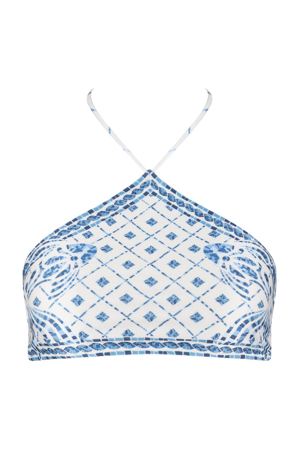 Edie Bikini Top-Blue Mosaic Print-XS