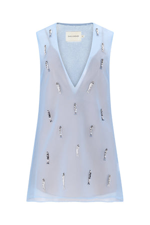 Leila Mini Dress-Blue Dove-XS