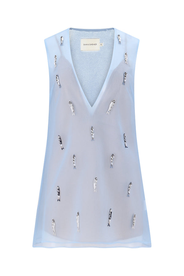 Leila Mini Dress-Blue Dove-XS