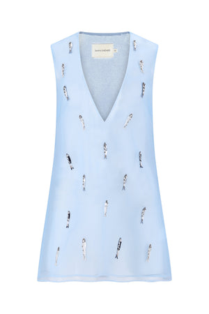 Leila Mini Dress-Blue Dove-XS