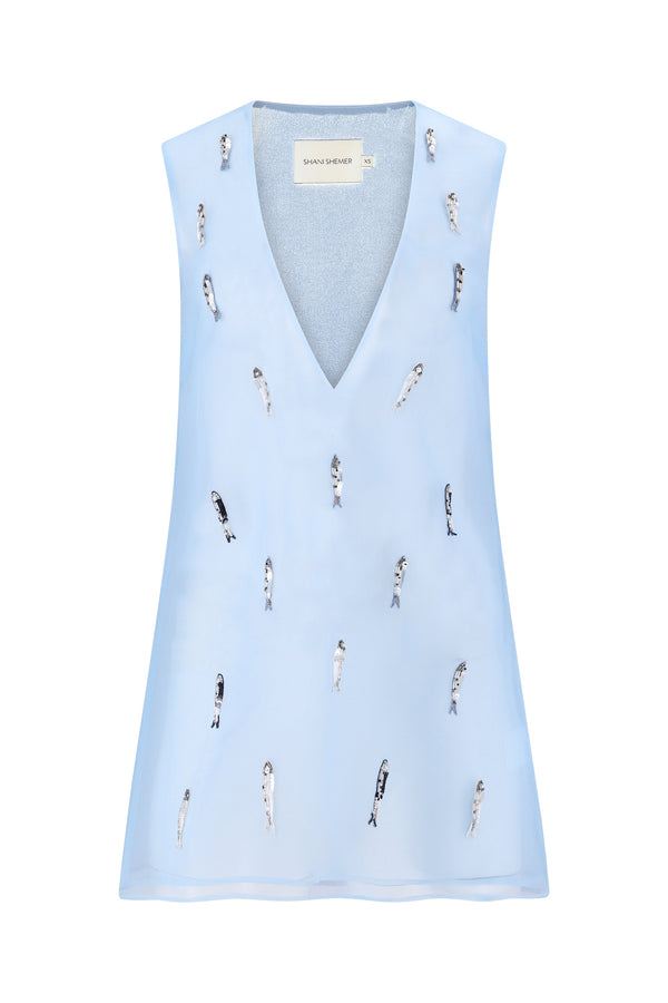 Leila Mini Dress-Blue Dove-XS