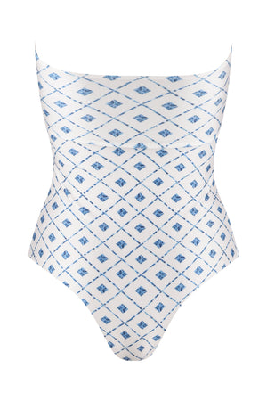 Aloe One Piece-Blue Mosaic Print-XS