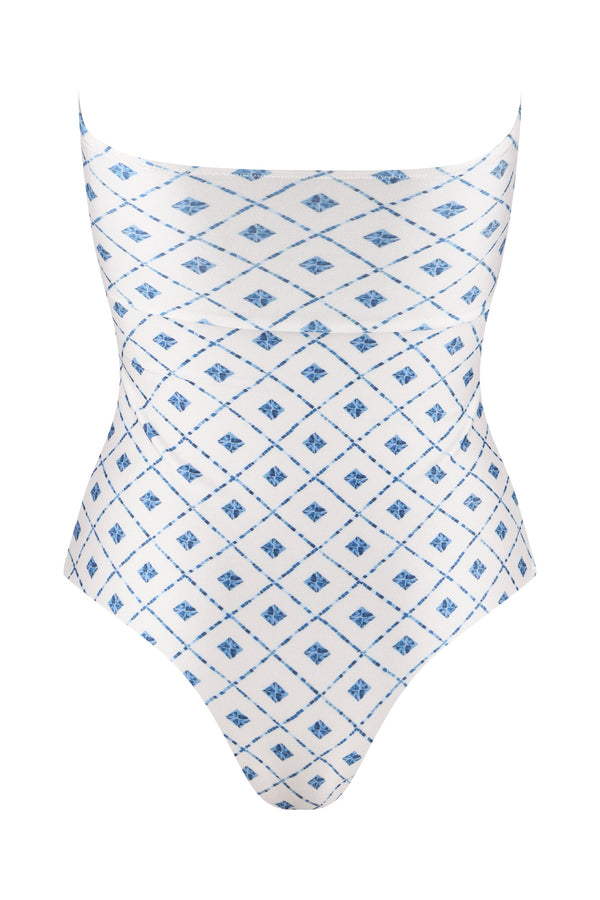 Aloe One Piece-Blue Mosaic Print-XS