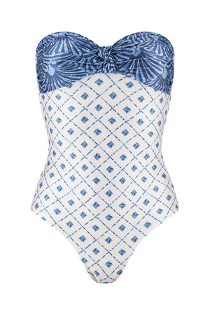 Aloe One Piece-Blue Mosaic Print-XS