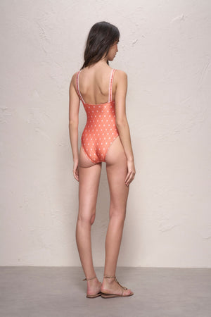 Sabrina One Piece-Orange Mosaic Print-XS