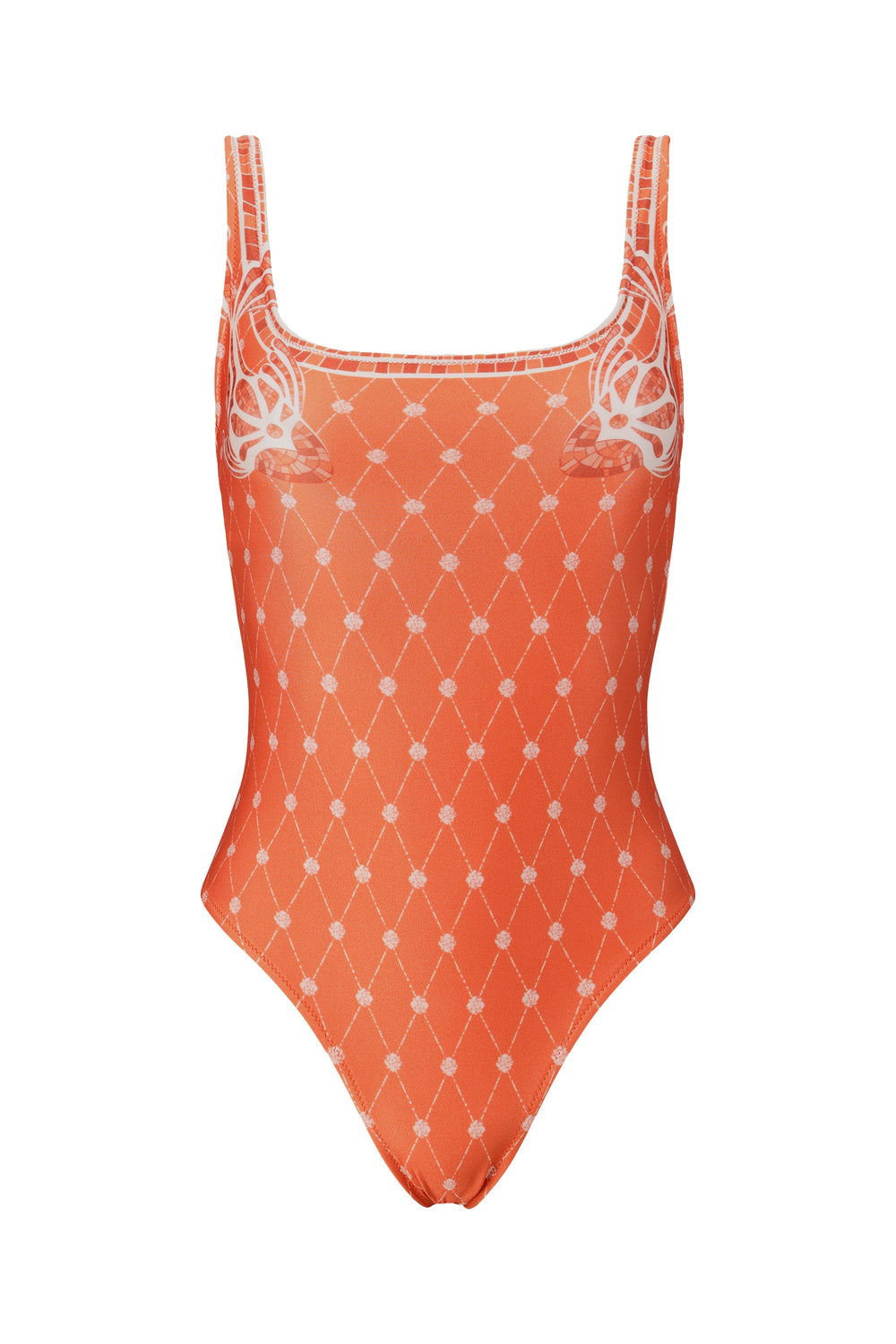 Sabrina One Piece-Orange Mosaic Print-XS