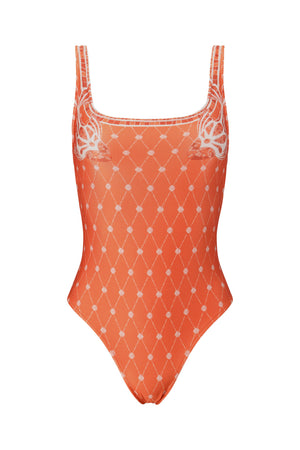Sabrina One Piece-Orange Mosaic Print-XS