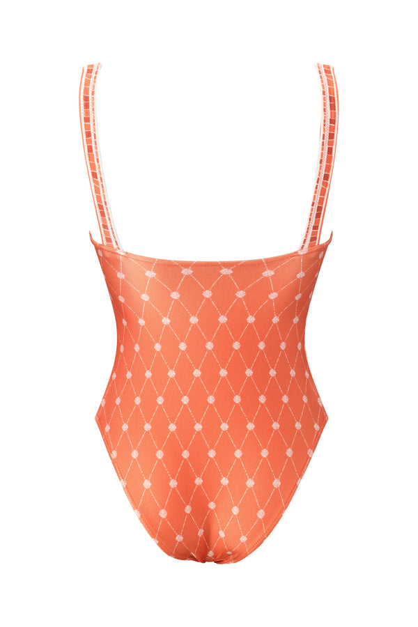 Sabrina One Piece-Orange Mosaic Print-XS