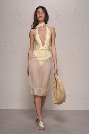 Riley Midi Skirt-Butter Yellow-XS