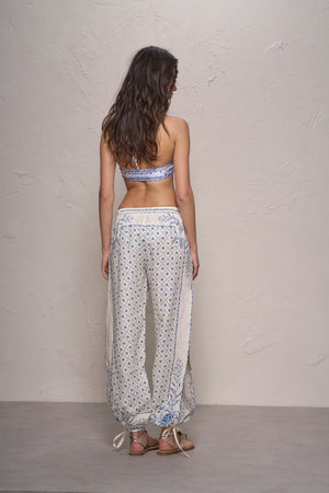 Kimi Pants-Blue Mosaic Print-XS